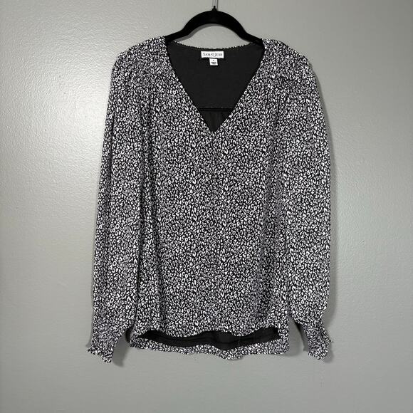 Sam & Jess Women's Black & White Mini Leopard Print Top - Size Small - Boho Chic - Picture 1 of 6